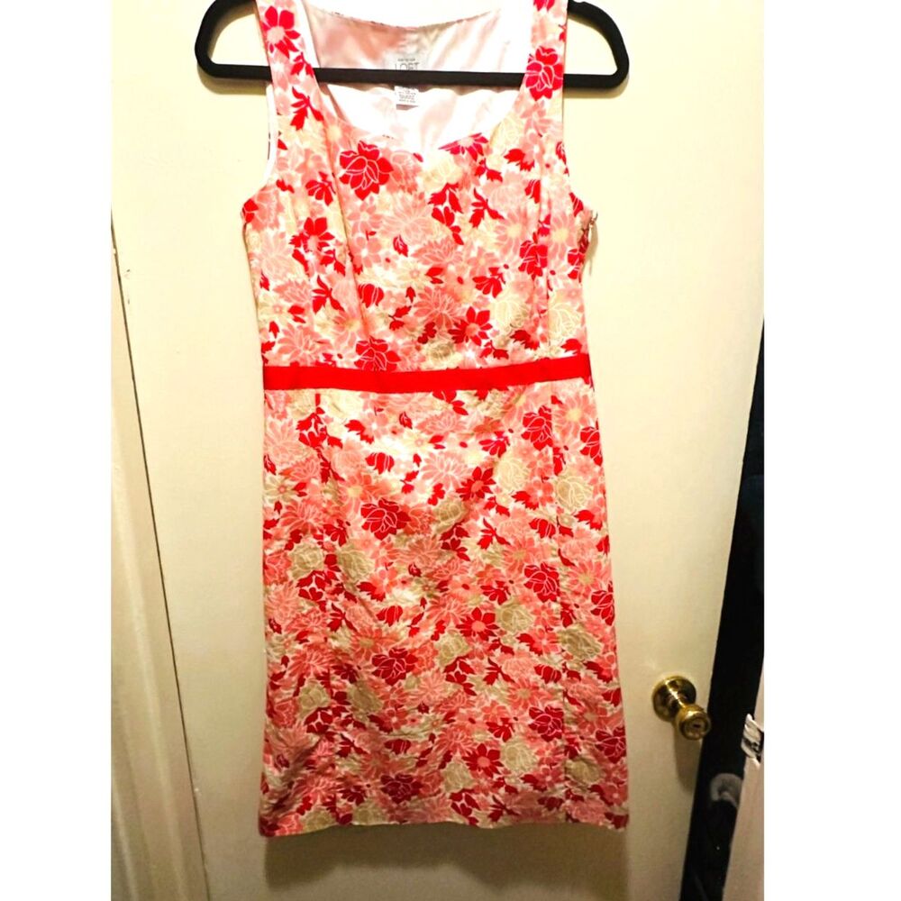Ann Taylor Loft Sleeveless Pink Floral Empire Waist A Line Dress Sz 8